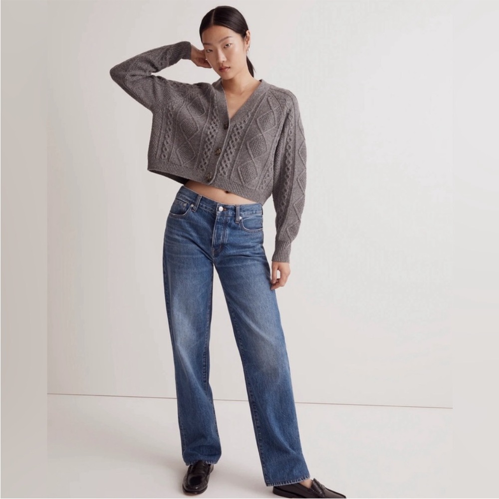 Madewell cropped cable knit cardigan with lurex.  Size Medium. NWT